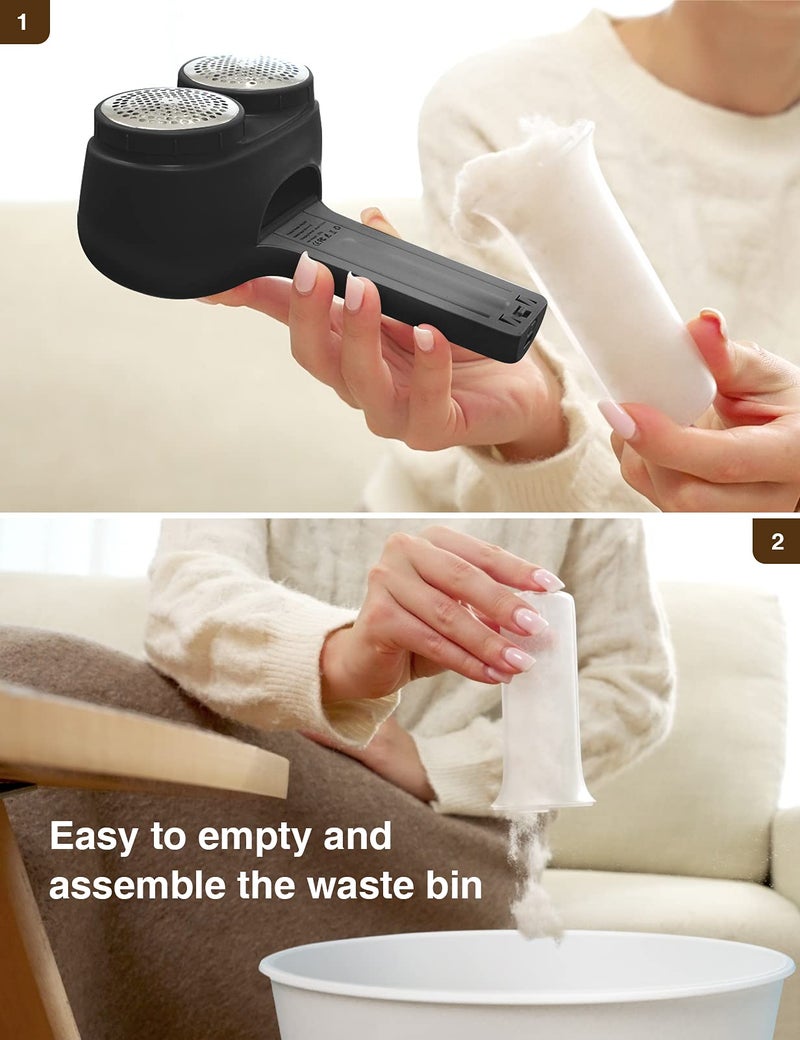 VASSON Fabric Shaver  Electric Lint Remover  Rechargeable Lint Shaver  Sweater Shavers to Remove Pilling  Large Fuzz Remover for Clothes Couch Furniture (Black) - Image 4
